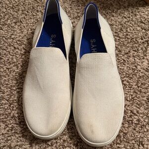 Rothy's White and Blue Women's Slip-On Sneakers